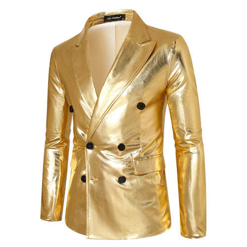 Herren glänzender Pailletten Blazer mit doppelter Knopfreihe Echoarchiv
