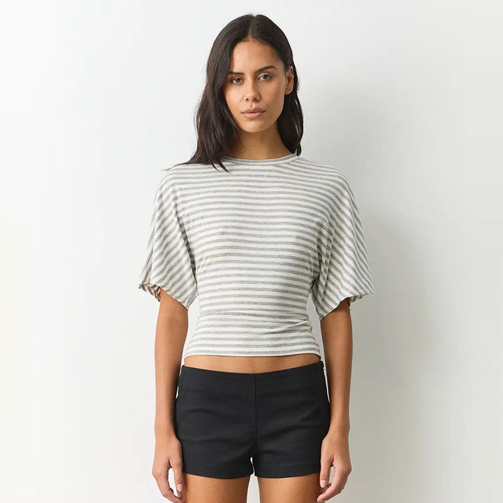 Damen modernes Kurzarm-Top mit lässigem Streifenmuster und elegantem Schnitt Echo Archiv