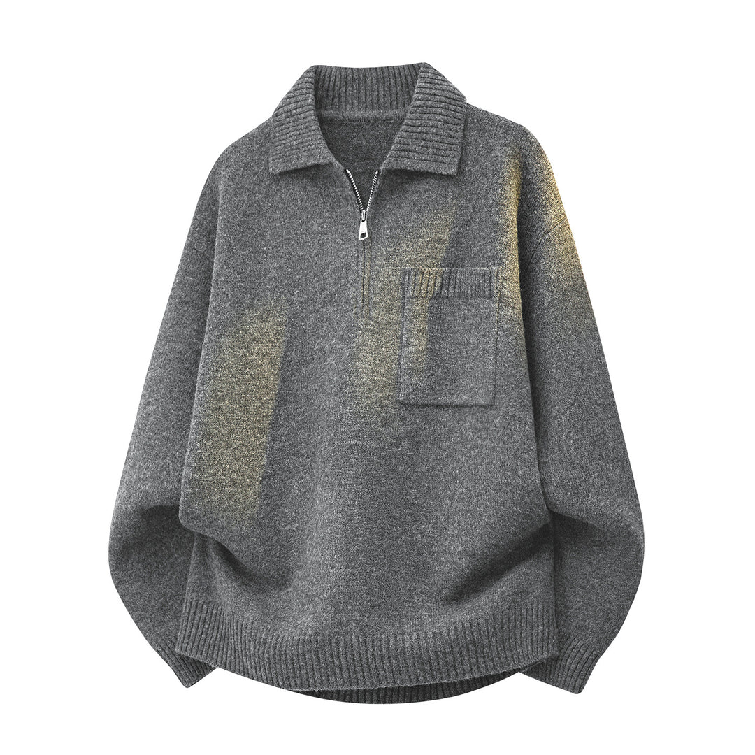 Damen Oversize-Strickpullover mit Halbzip, Rippkragen und Brusttasche Echoarchiv