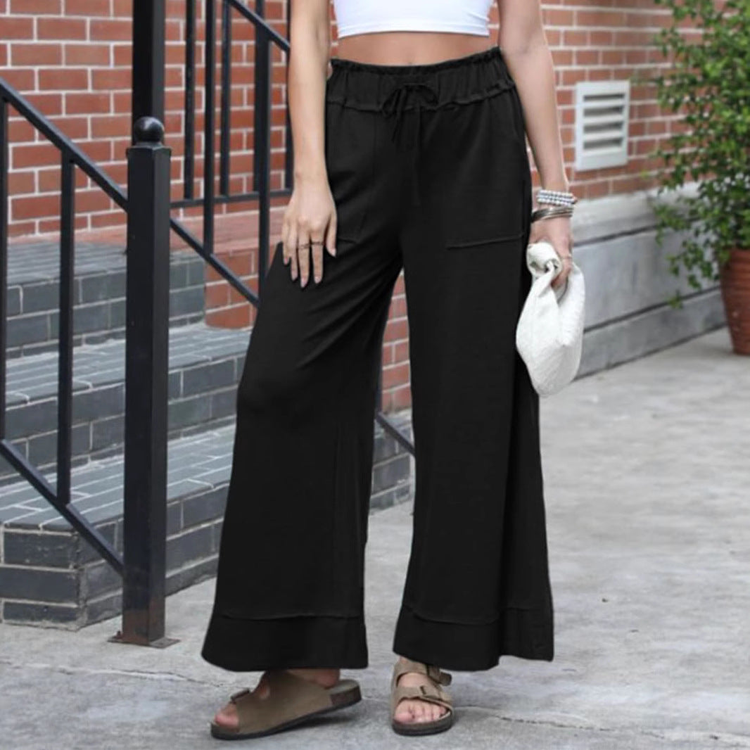 Damen Modische Palazzo-Hose mit elastischem Bund und praktischen Taschen Echo Archiv