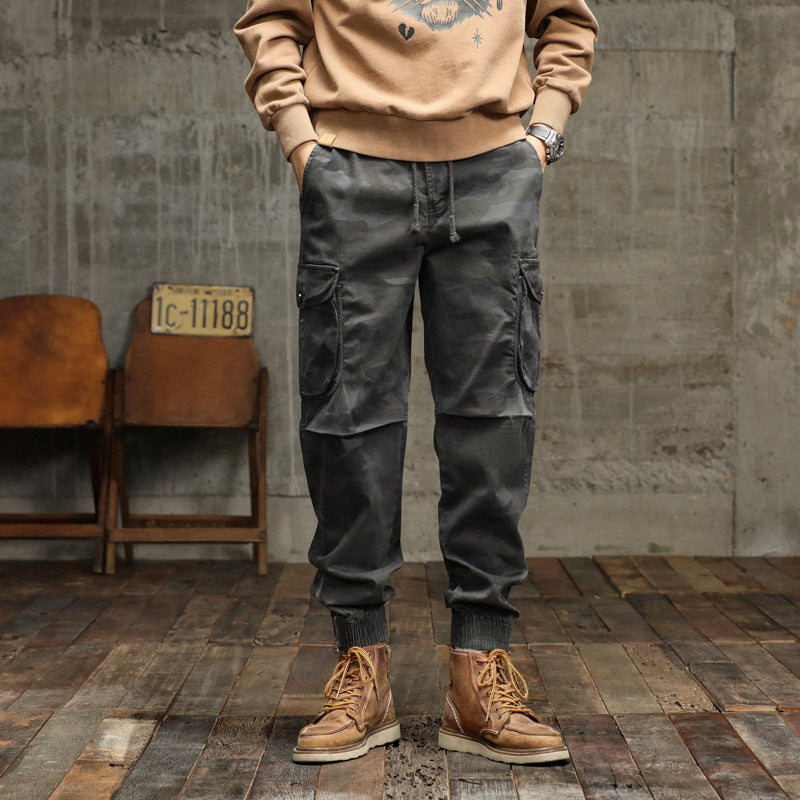 Herren Camouflage Cargo-Jogginghose mit elastischem Bund, Bündchen und Mehrfach-Taschen Echo Archiv
