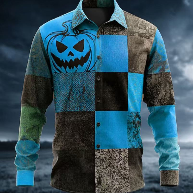 Herren Kurzarmhemd mit einzigartigem Halloween-Motiv Echoarchiv