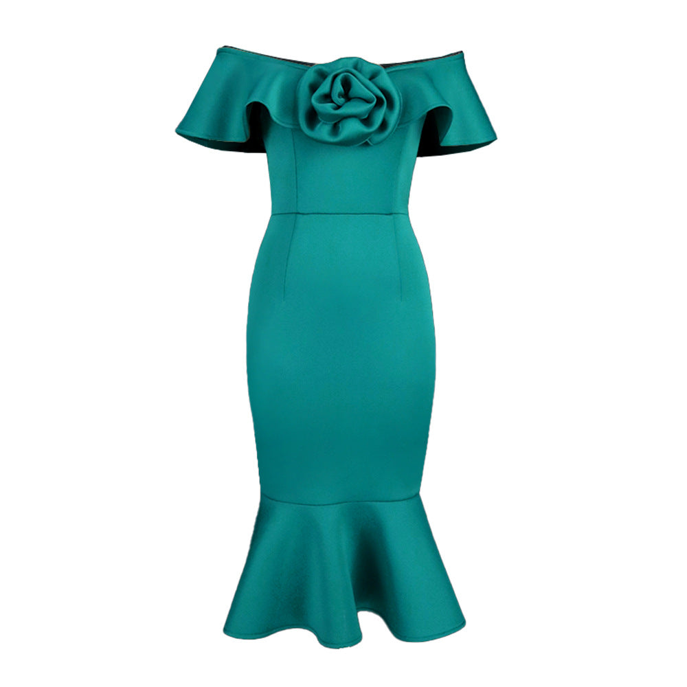 Damen figurbetontes Abendkleid mit Rüschendetails Echo Archiv