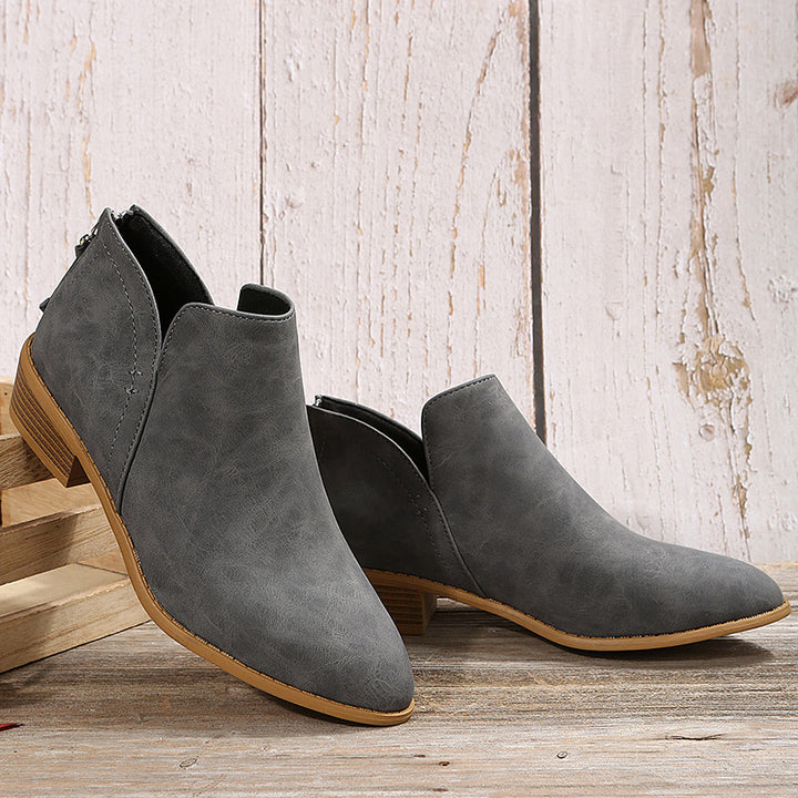 Damen nan spitze Ankleboots mit niedrigem Holzblockabsatz, V‑Cut Seitenöffnung und rückseitigem Reißverschluss Echo Archiv