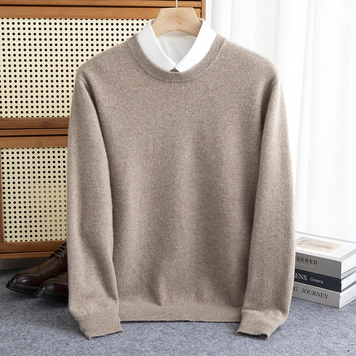 Herren Schlichter Rundhals-Feinstrickpullover kaschmirähnliche Haptik mit gerippten Abschlüssen Echoarchiv