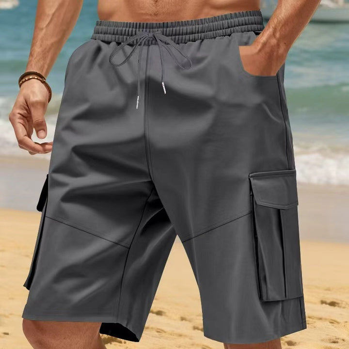 Herren nan technische Reisefreizeit-Bermuda mit elastischem Bund, Kordelzug und funktionalen Klapptaschen Echo Archiv