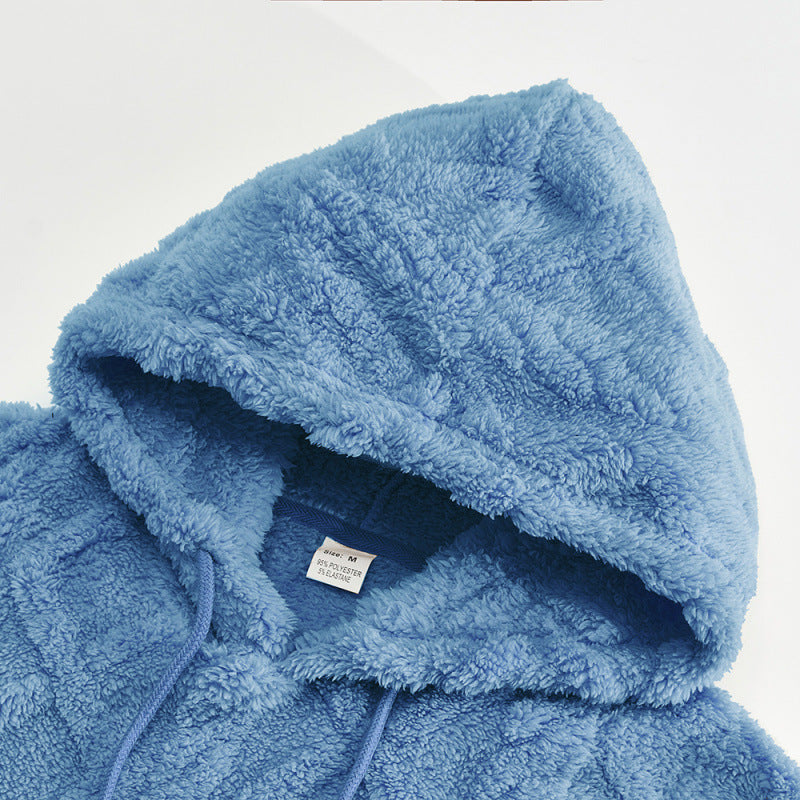 Unisex Kuscheliger Teddy-Hoodie mit Zopfstrick-Optik und Kängurutasche Echo Archiv