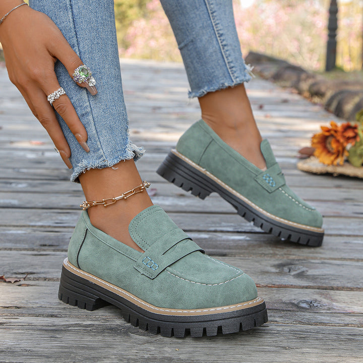 Damen robuste Loafer mit markanter Profilsohle, weichem Veloursoptik-Obermaterial und gepolstertem Komfortfußbett Echo Archiv