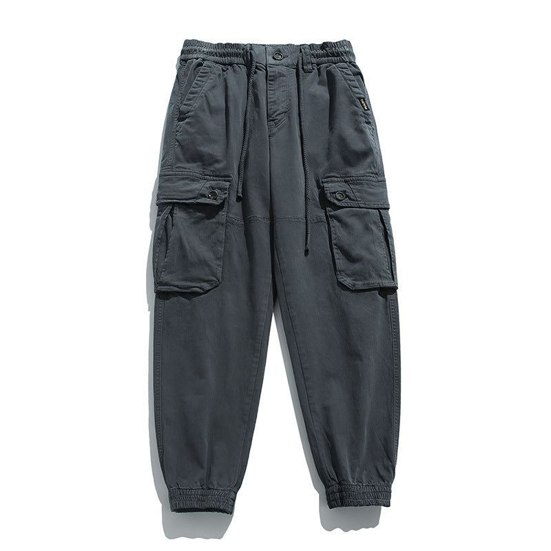 Herren Weiche Baumwoll-Utility-Cargohose im Joggerstil mit elastischem Bund und großvolumigen Klappentaschen Echo Archiv