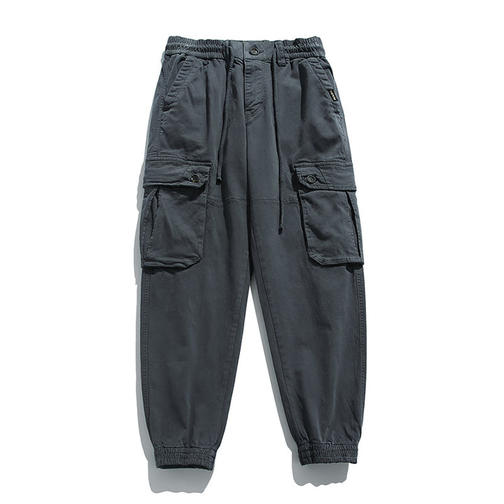 Herren Weiche Baumwoll-Utility-Cargohose im Joggerstil mit elastischem Bund und großvolumigen Klappentaschen Echo Archiv