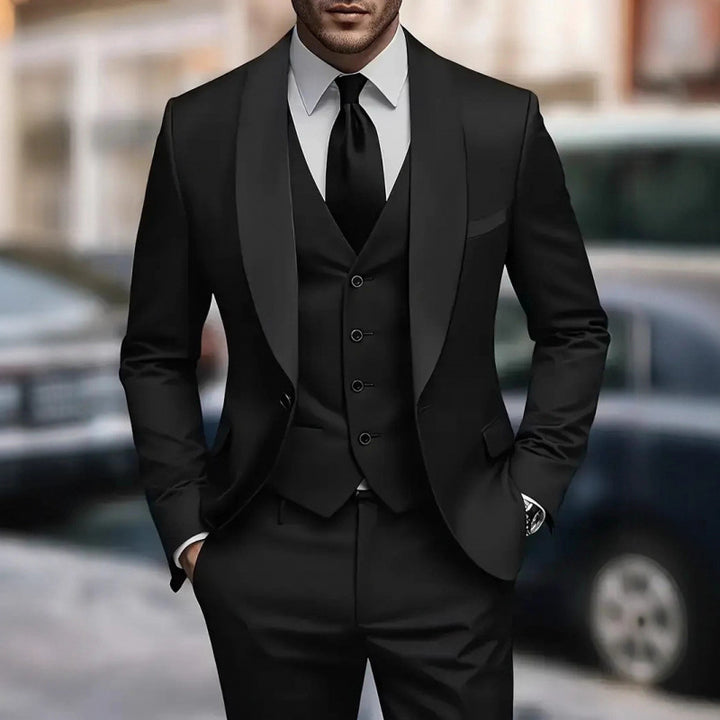 Herren elegantes Anzugset mit schmal geschnittenem Sakko und Weste Echoarchiv
