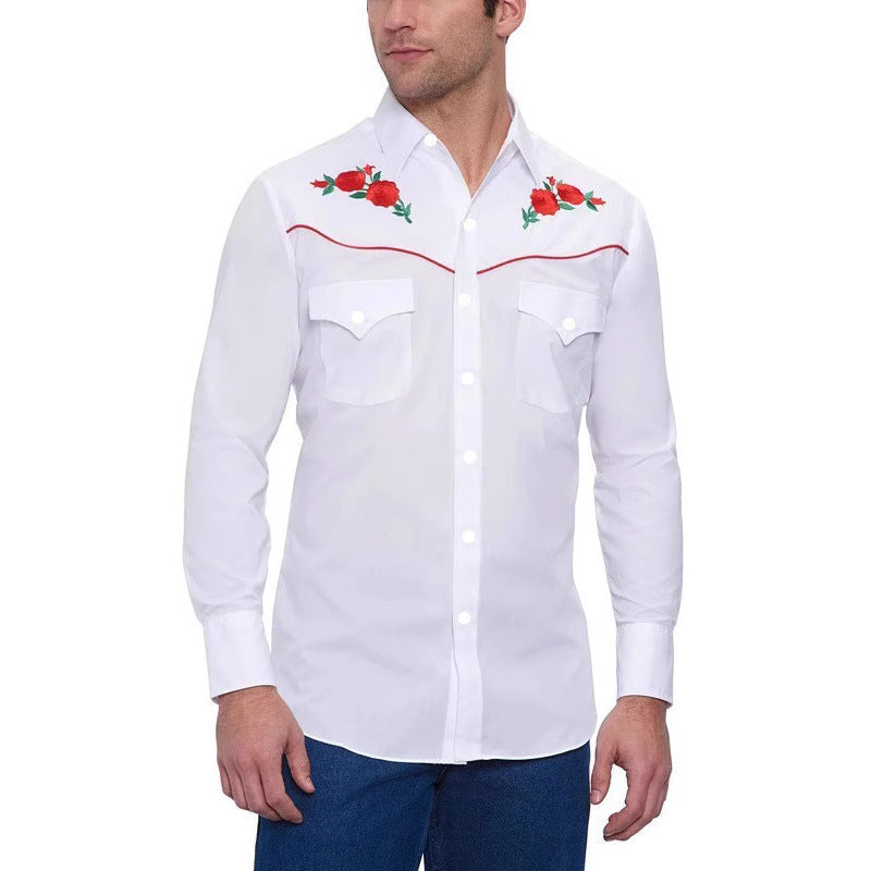 Herren Westernhemd mit aufwändiger floralem Stickerei Echoarchiv
