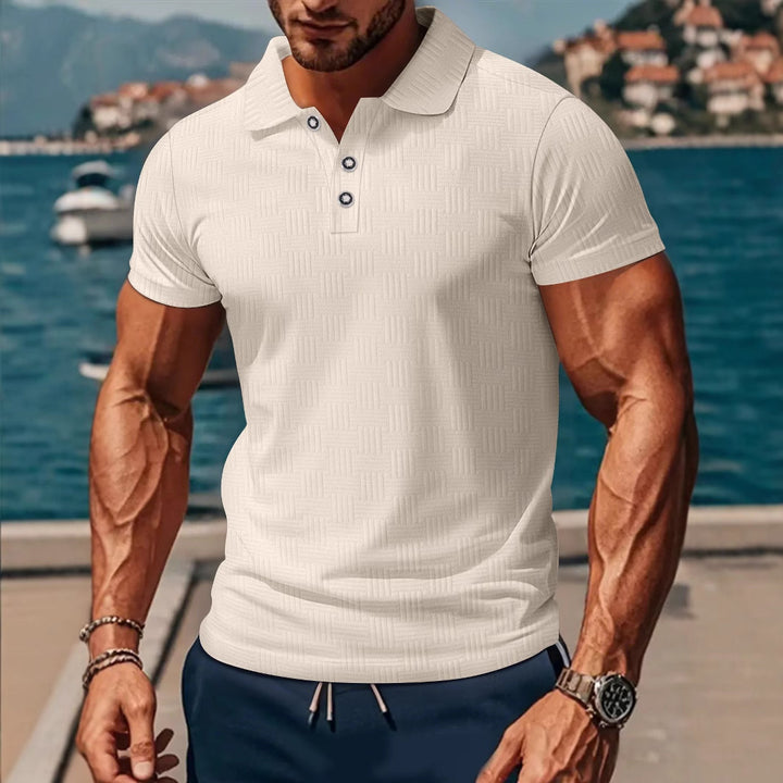 Herren Polohemd mit strukturiertem Design und klassischem Kragen Echoarchiv