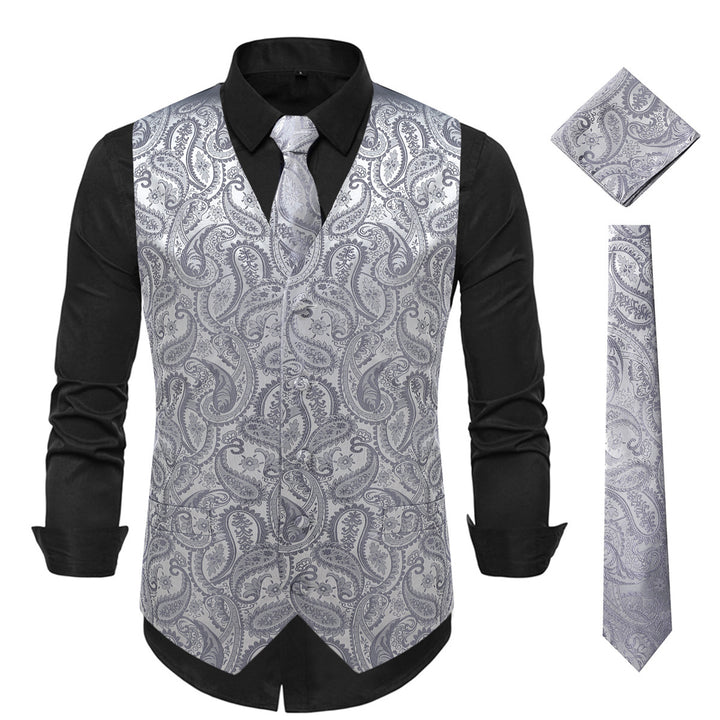 Herren Elegante Jacquard-Weste mit passender Krawatte Echoarchiv