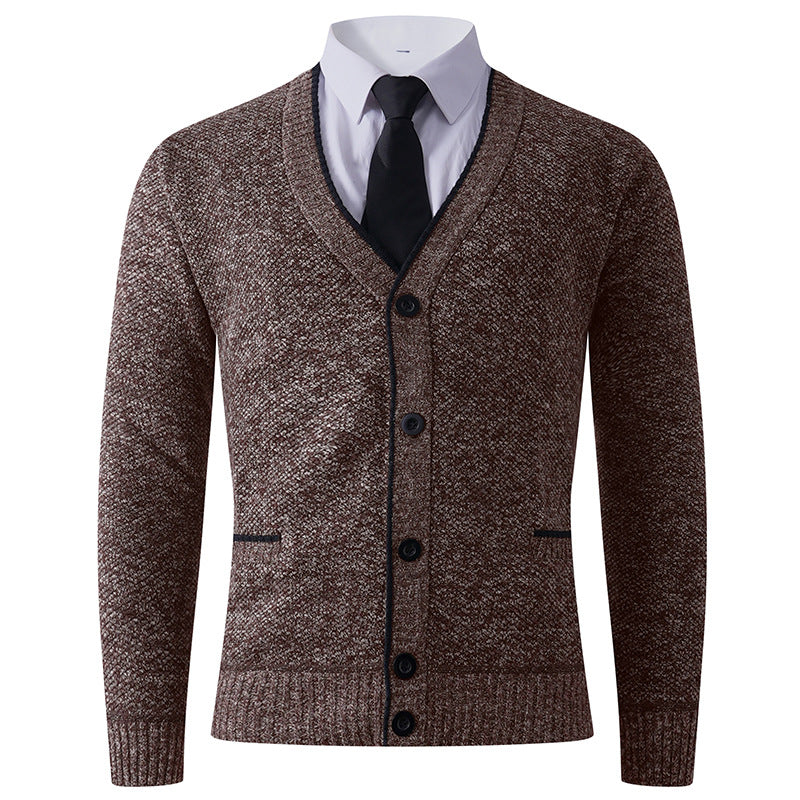 Herren Strukturierte Strickcardigan mit V-Ausschnitt, Knopfleiste und Eingrifftaschen Echo Archiv