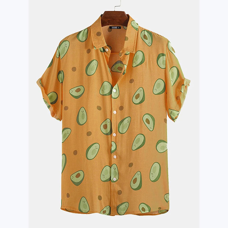 Herren Kurzarmhemd mit frischem Avocado-Muster Echoarchiv