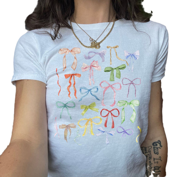 Damen T-Shirt mit flauschigem Schleifenmotiv Echo Archiv