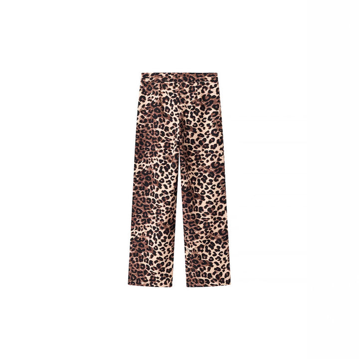 Damen Weite High‑Waist Palazzo‑Hose mit Leopardenmuster und fließendem Fall Echo Archiv