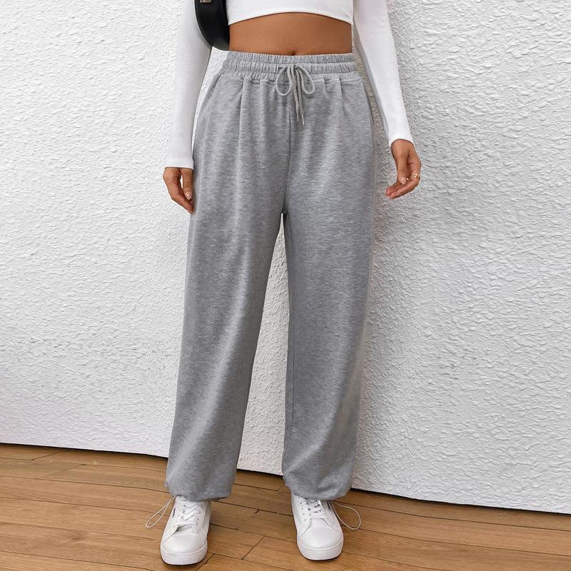 Damen weite Sweatpants mit elastischem Bund, Kordelzug und verstellbarem Saum – Avérine