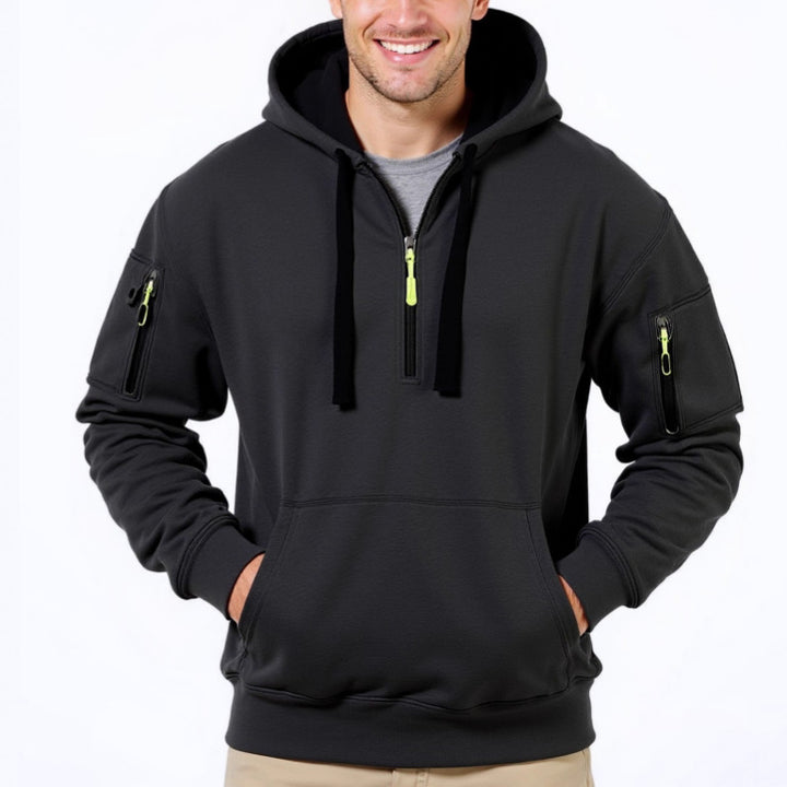 Herren modischer Kapuzenpullover mit vielseitigen Taschen und modernem Reißverschluss Echoarchiv