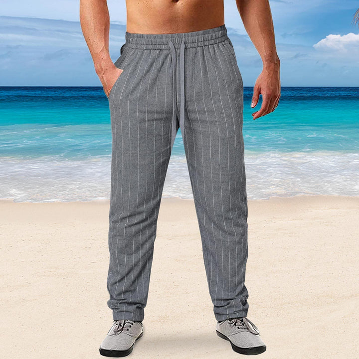 Herren lässige Streifen-Hosen aus Baumwollmix mit elastischem Bund und praktischen Eingrifftaschen Echoarchiv
