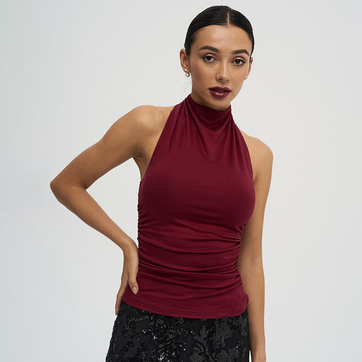Damen Enganliegendes Highneck-Top mit Raffung Echo Archiv