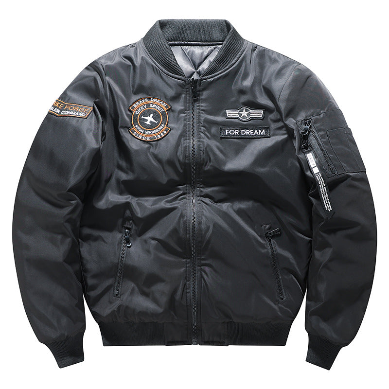 Herren  bestickte Flugzeugwappen isolierte Nylon Bomberjacke mit Ärmel Utility-Tasche Echo Archiv