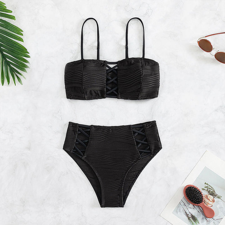 Damen Bikini-Set mit strukturierter Oberfläche und dekorativen Einsätzen Echo Archiv