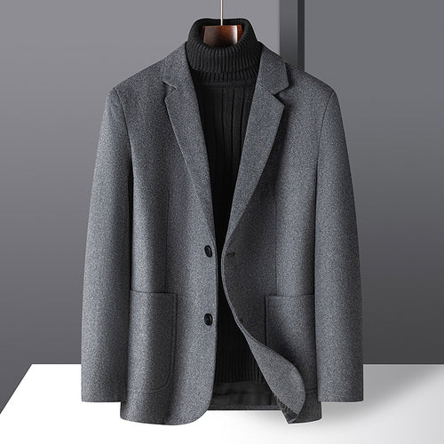 Herren Smart-Casual Kurzsakko aus Wollmix mit aufgesetzten Taschen und leichtem Thermofutter – Tianoro