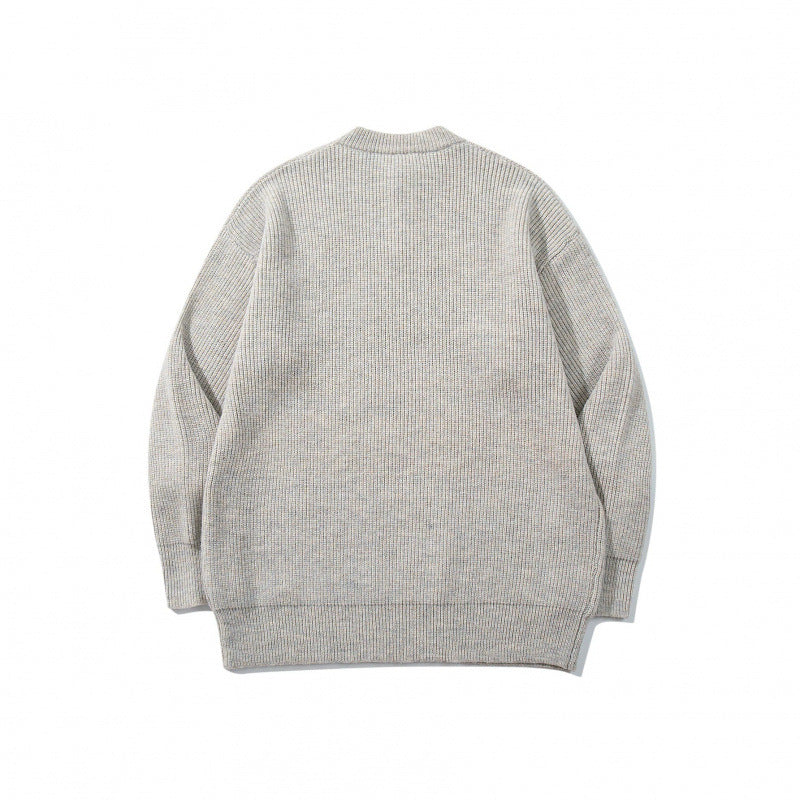 Unisex Oversize Grobstrick-Henley-Pullover mit melierter Struktur und Rippabschlüssen Echo Archiv