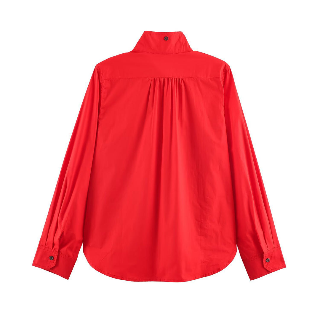 Damen Oversize‑Hemdenjacke mit Stehkragen und aufgesetzten Brusttaschen Echo Archiv