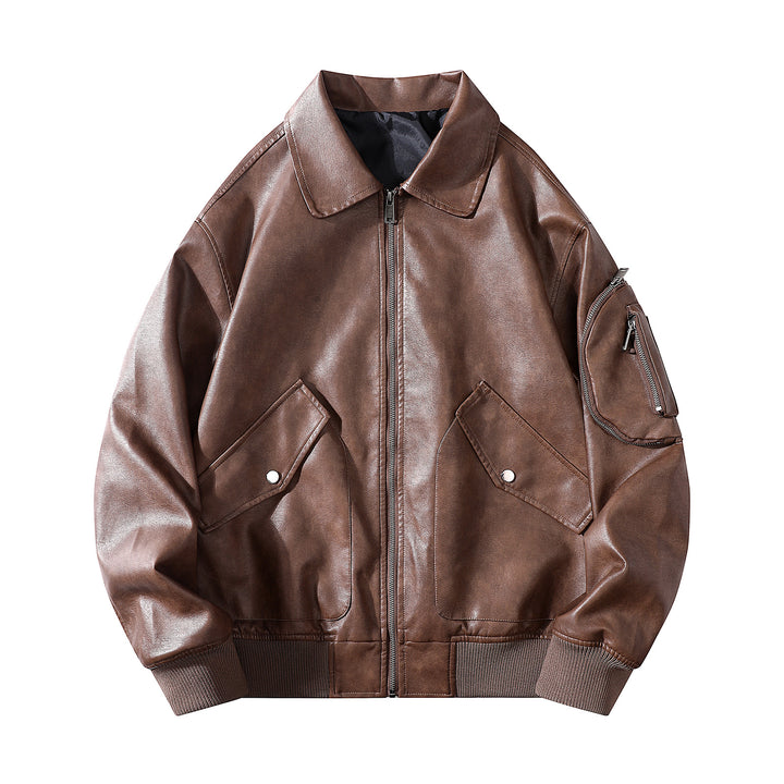 Herren Kunstleder Bomberjacke Echo Archiv