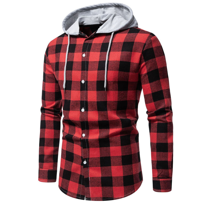 Herren Karo-Hemdjacke mit Kapuze und modernem Schnitt Echoarchiv