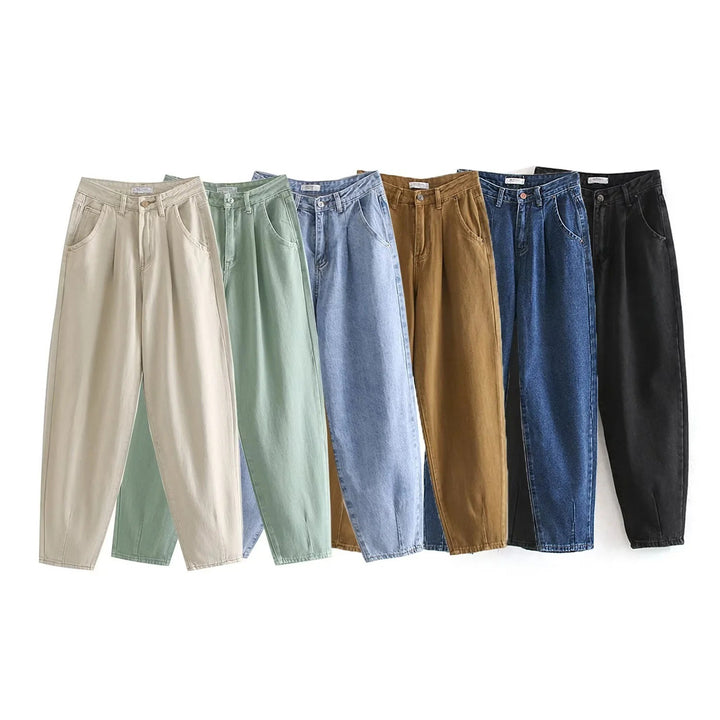 Damen Hochtaillierte Tapered‑Hose mit vorn gelegten Bundfalten und legerer Passform Echo Archiv