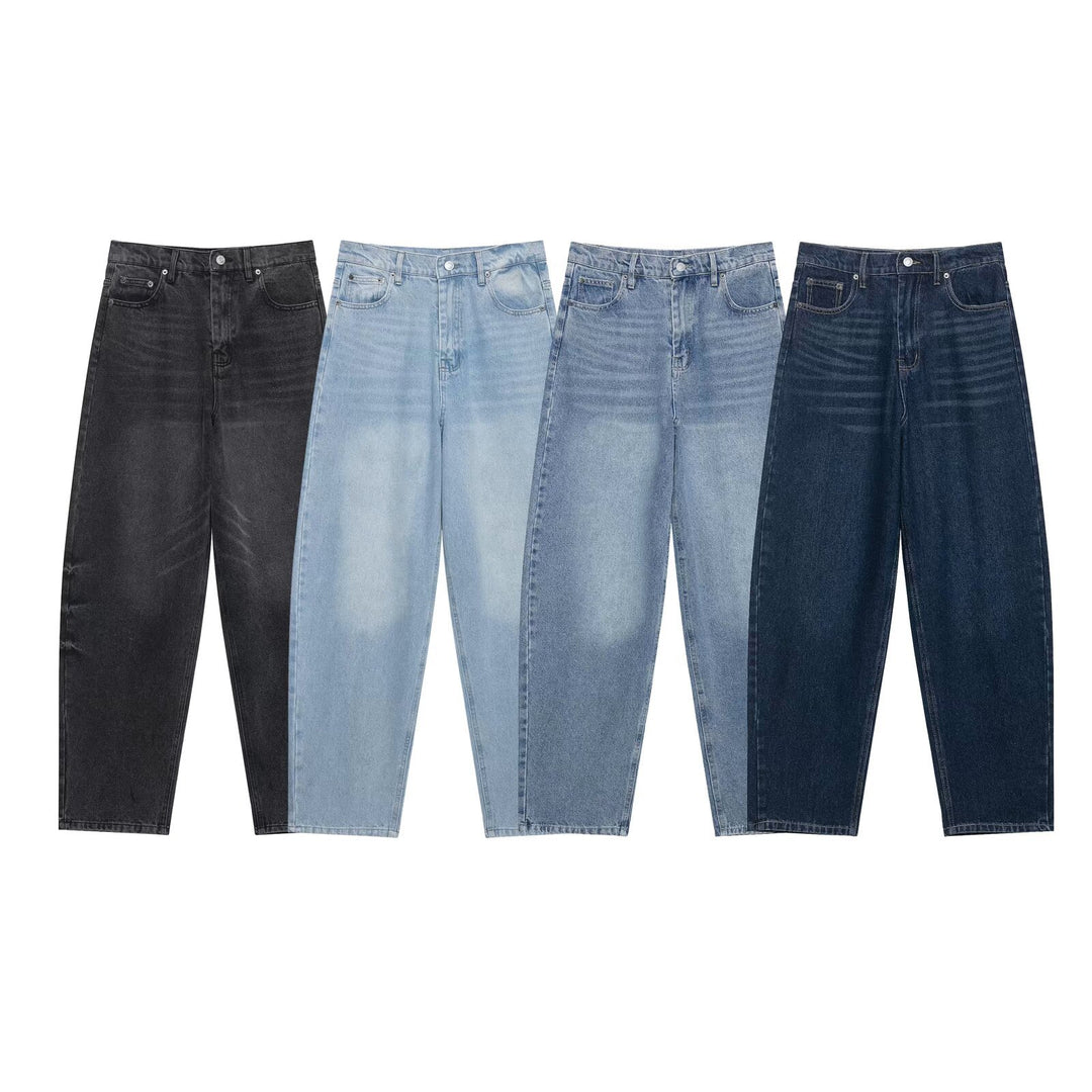 Damen Hochtaillierte kurzgeschnittene Jeans mit weitem Bein aus Denim Echo Archiv