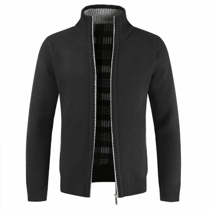 Herren Strickjacke mit hohem Kragen und plüschigen Innenfutter Echoarchiv