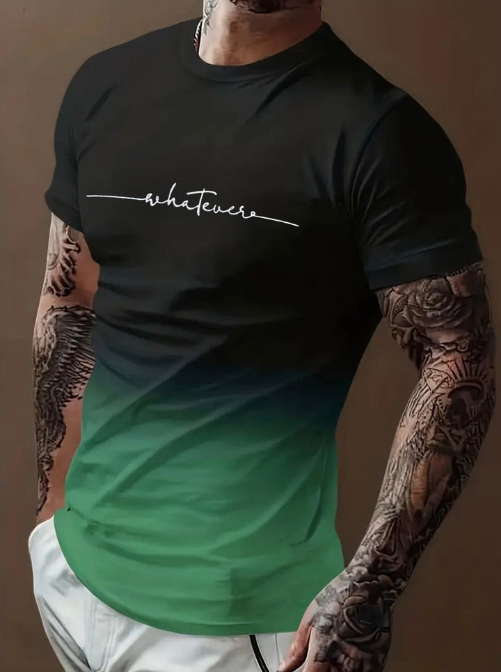Herren T-Shirt mit modernem Farbverlauf und Palmenstickerei Echoarchiv
