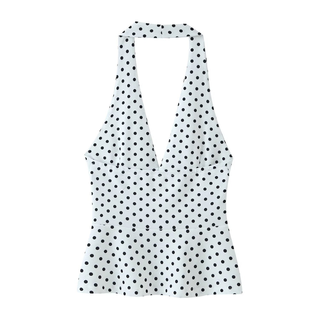 Damen Hochtaillierte Flare-Hose mit Gummibund und Polka-Dot-Print Echo Archiv