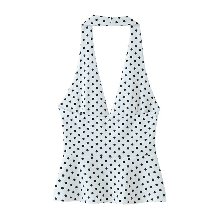 Damen Hochtaillierte Flare-Hose mit Gummibund und Polka-Dot-Print Echo Archiv