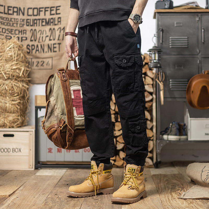 Herren Utility-Cargohose mit Kordelzug, elastischem Saum und Mehrfach-Taschen Echoarchiv