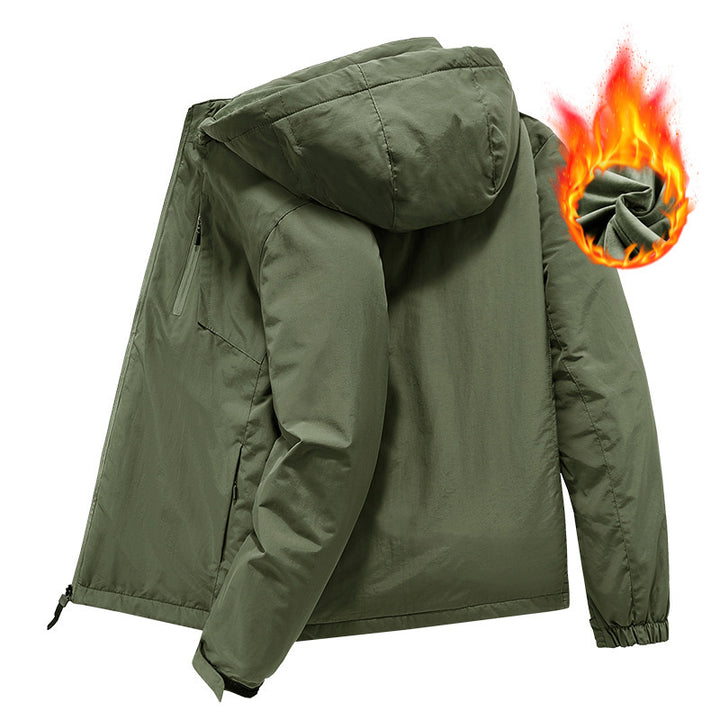 Herren Wind- und Wasserabweisende leichte Kapuzenjacke mit Thermo-Innenfutter und verdecktem Reißverschluss Echo Archiv