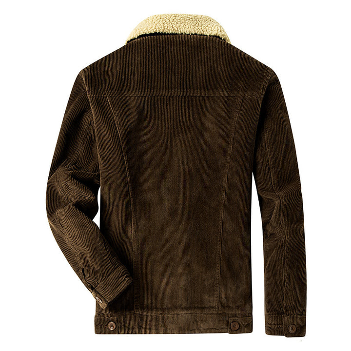 Herren Feincord‑Truckerjacke mit kuscheliger Sherpa‑Fütterung und Brusttaschen – Taviero
