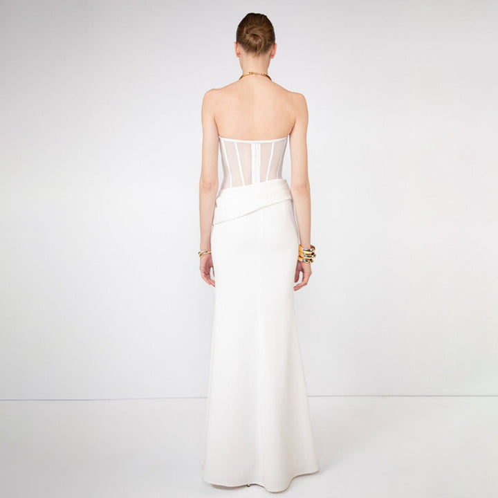 Damen Corsage-Langarmkleid mit elegantem Schnitt und fließendem Rock Echo Archiv