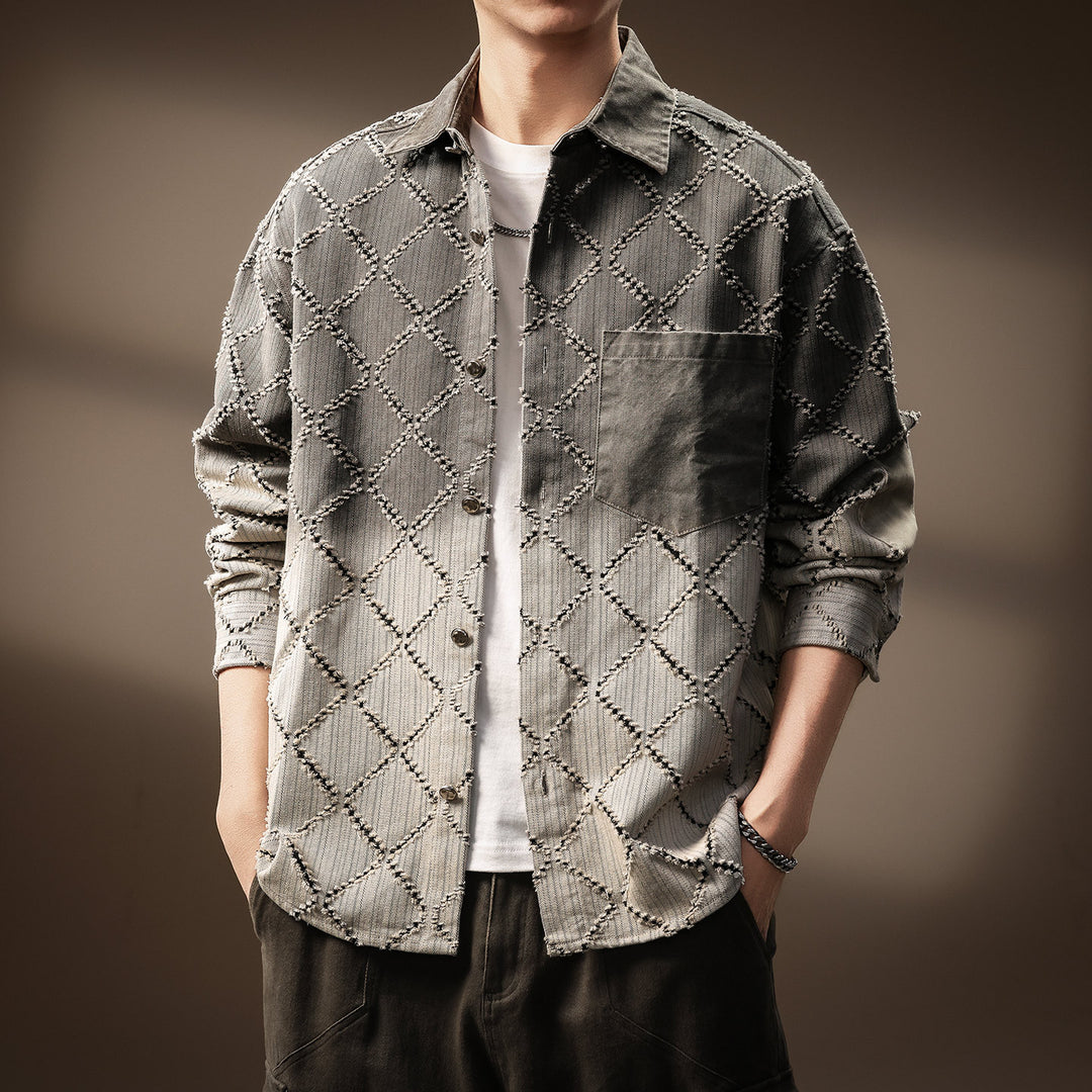 Herren Modische Hemdjacke mit gestepptem Design Echo Archiv