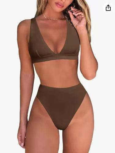 Damen Hochtailliertes Bikini Set mit V-Ausschnitt Echo Archiv