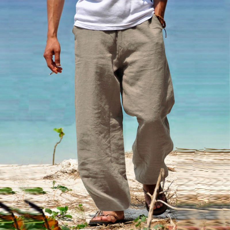 Herren Luftige Strandhose im Baggy-Schnitt aus Leinenmix mit Tunnelzug Echoarchiv