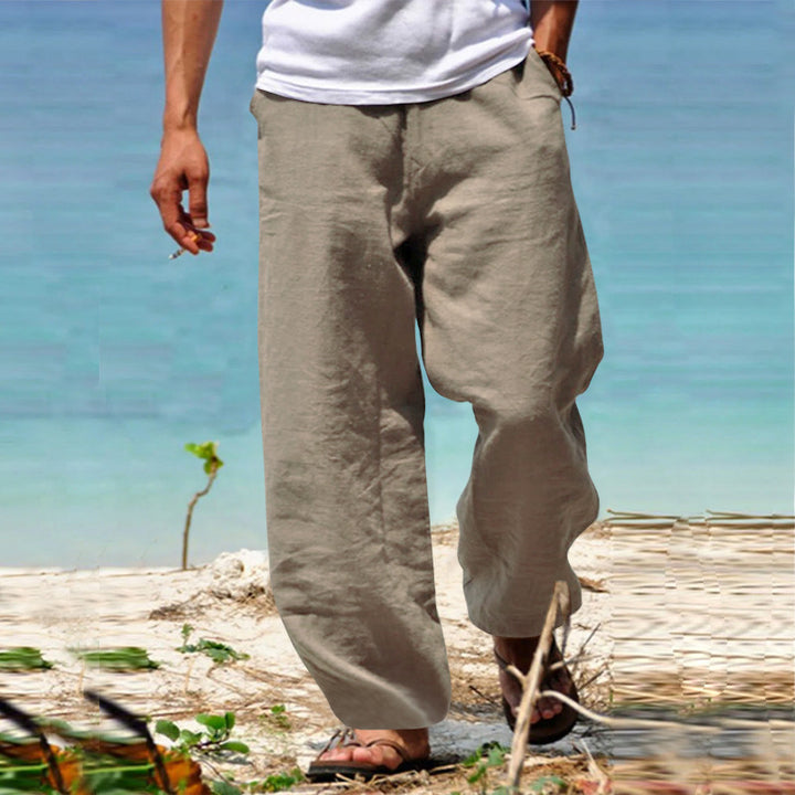 Herren Luftige Strandhose im Baggy-Schnitt aus Leinenmix mit Tunnelzug Echoarchiv