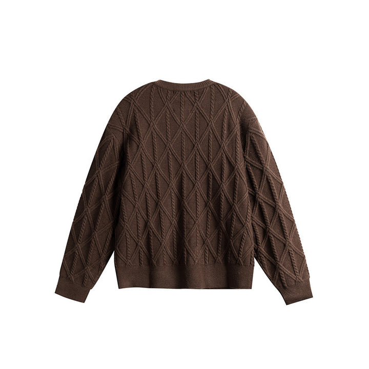 Damen Strickcardigan im Boxy Cut mit strukturierter Rautenmuster, Rundhalsausschnitt und durchgehender Knopfleiste Echoarchiv