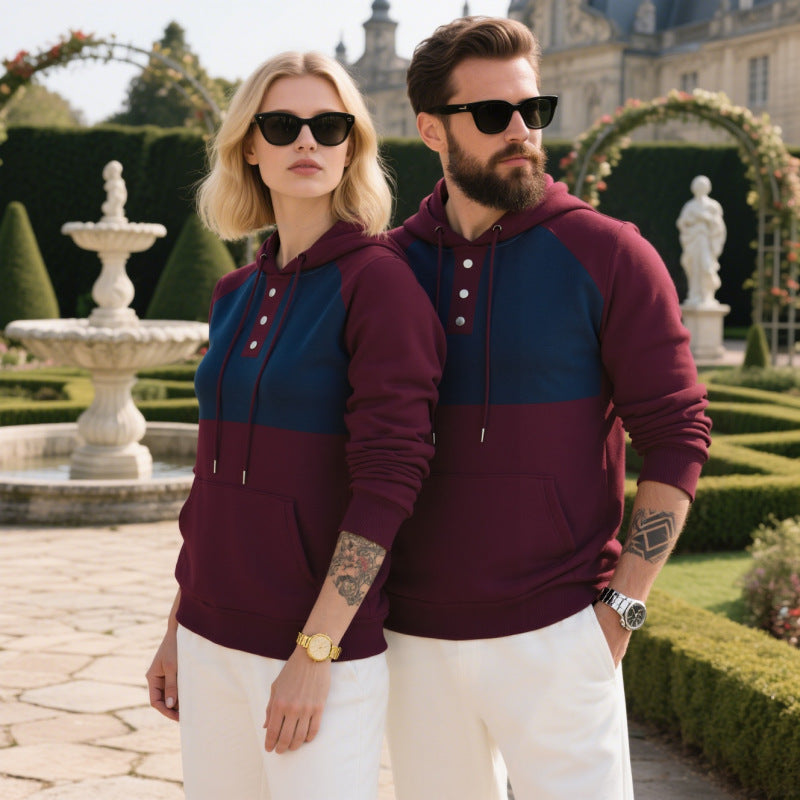 Herren modischer Kapuzenpullover mit Knopfleiste Echoarchiv