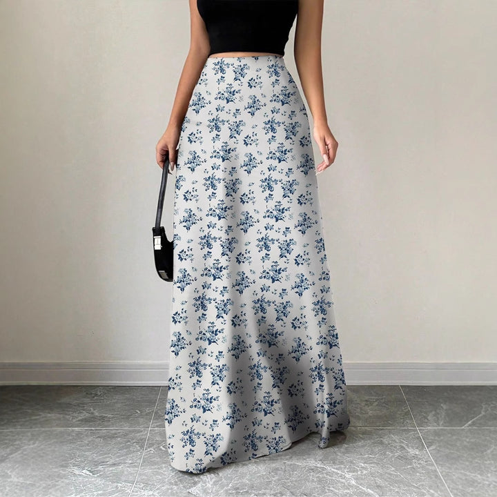 Damen Maxirock mit floralem Muster und seitlichen Schlitzen Echo Archiv